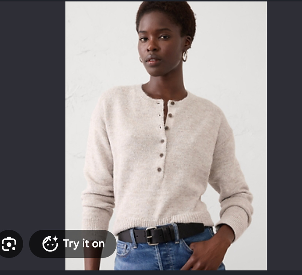 Banana Republic Henley Brushed Pullover Sweater Wool Blend Gray Women's Small 25